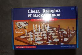 Five Chess, Draughts and Backgammon Wooden Games