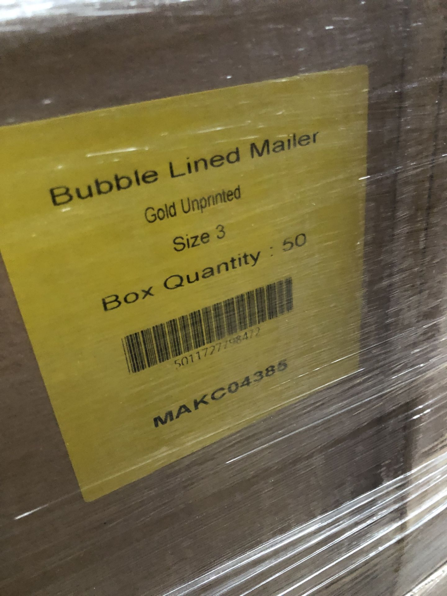 Pallet of Bubble Lined Mailer, gold, unprinted, bo - Image 2 of 2