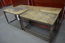 Four Steel Framed Benches, mainly approx. 1.22m x