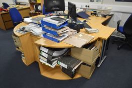 Two Curved Front Steel Cantilever Framed Desks, wi