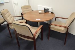 Circular Meeting Table, with five fabric upholster