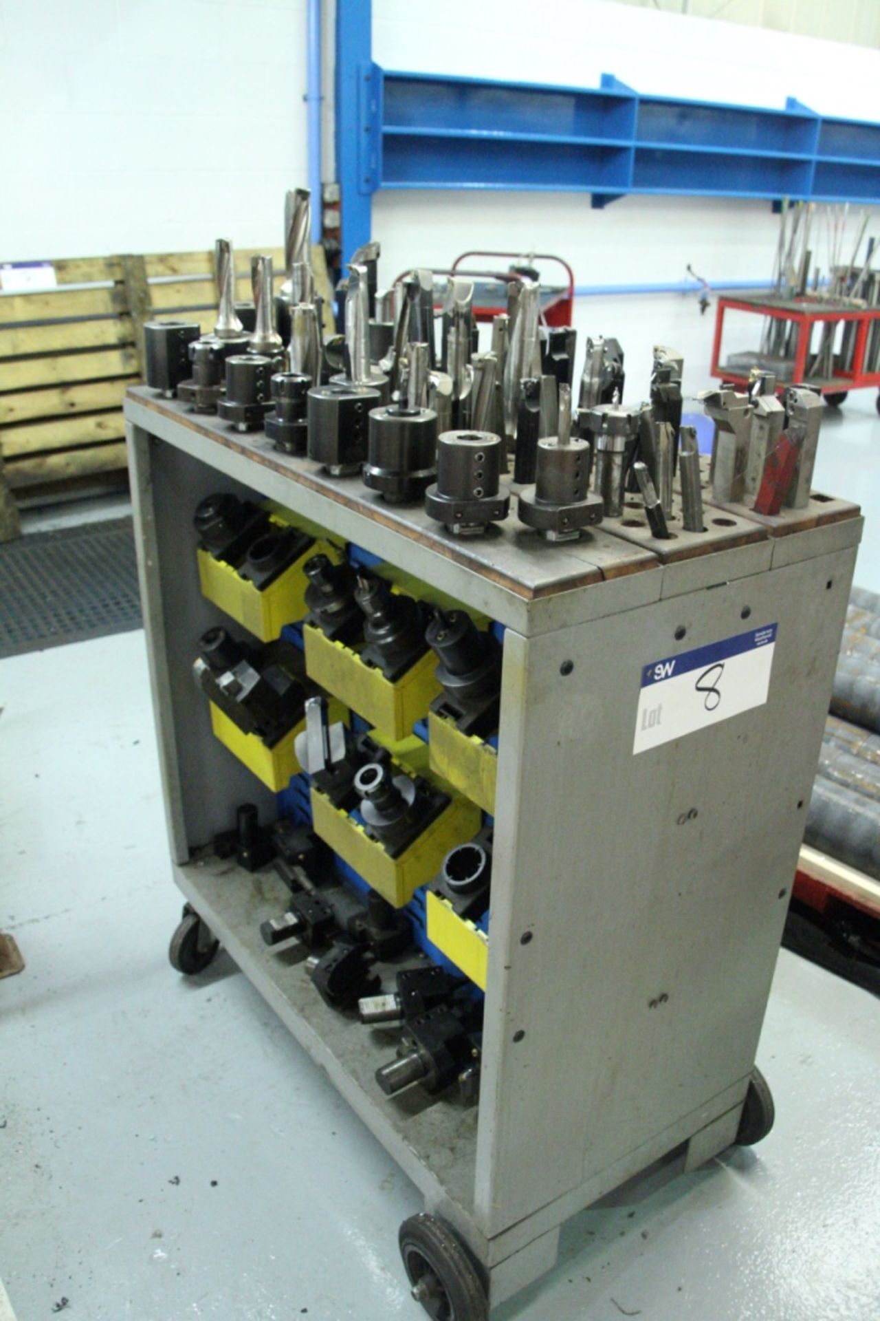 MOBILE STEEL CABINET, with tooling as fitted