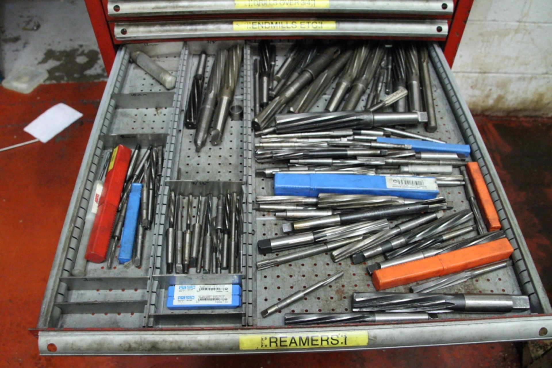 MULTI-DRAWER STEEL MOBILE CABINET, with contents including drills, inserts and machine tooling, with - Image 10 of 22