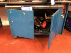 Steel Double Door Mobile Cabinet/ Bench, with contents