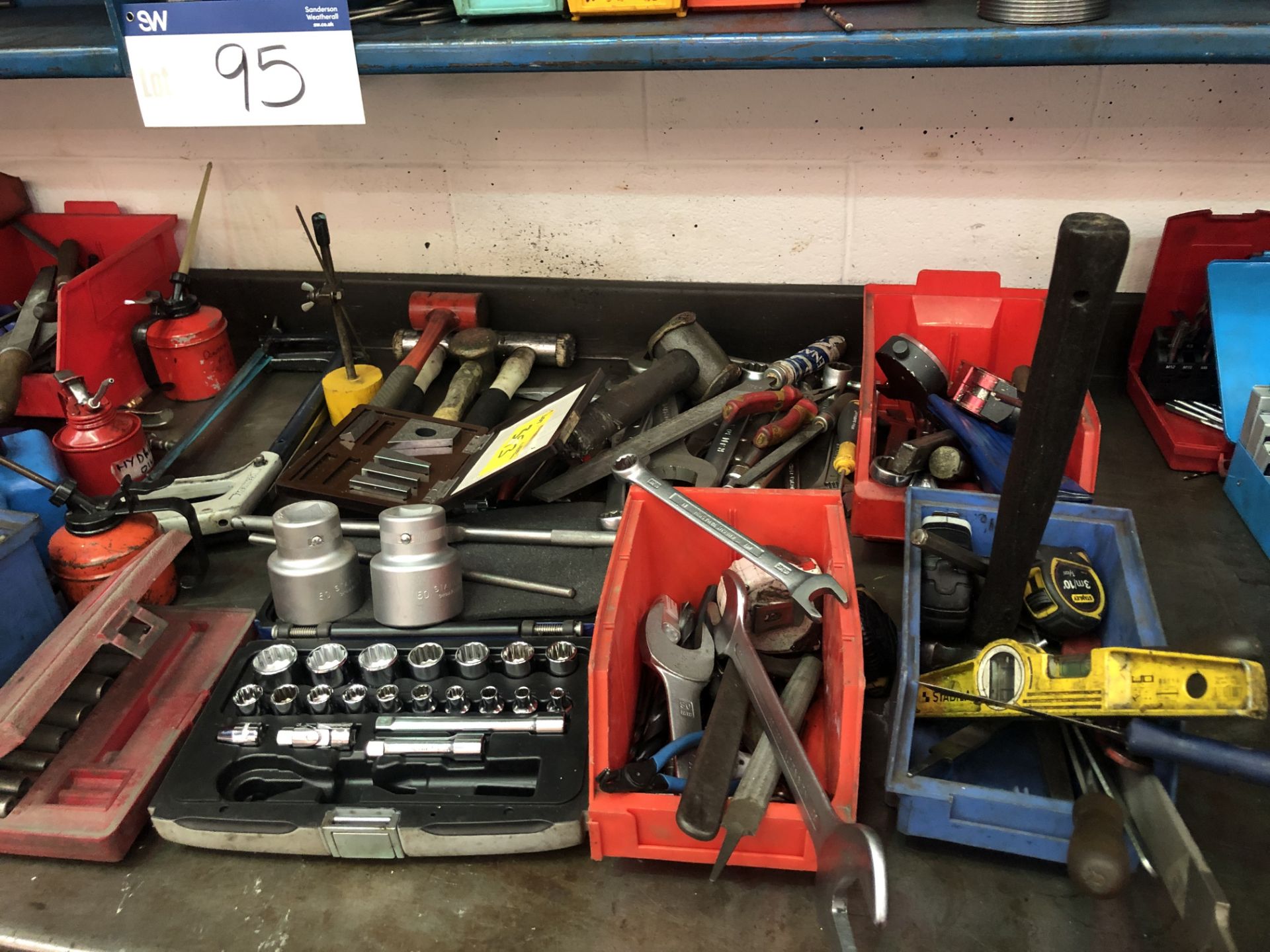 Toolboxes & Hand Tools, as set out, with assorted components on one bay of wall rack - Image 2 of 8