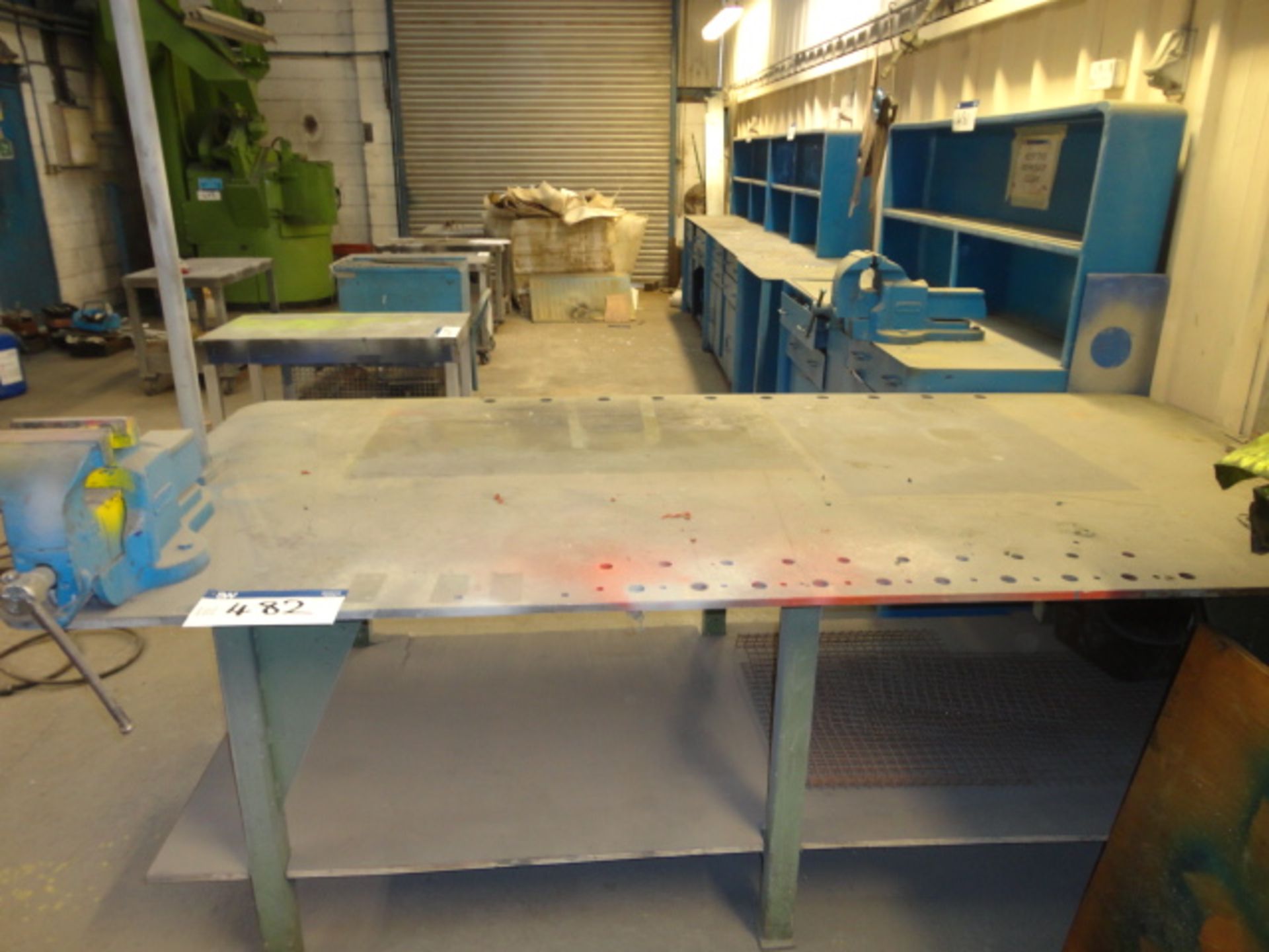 Two Tier Spraying Table, with Record No. 25 6in bench vice