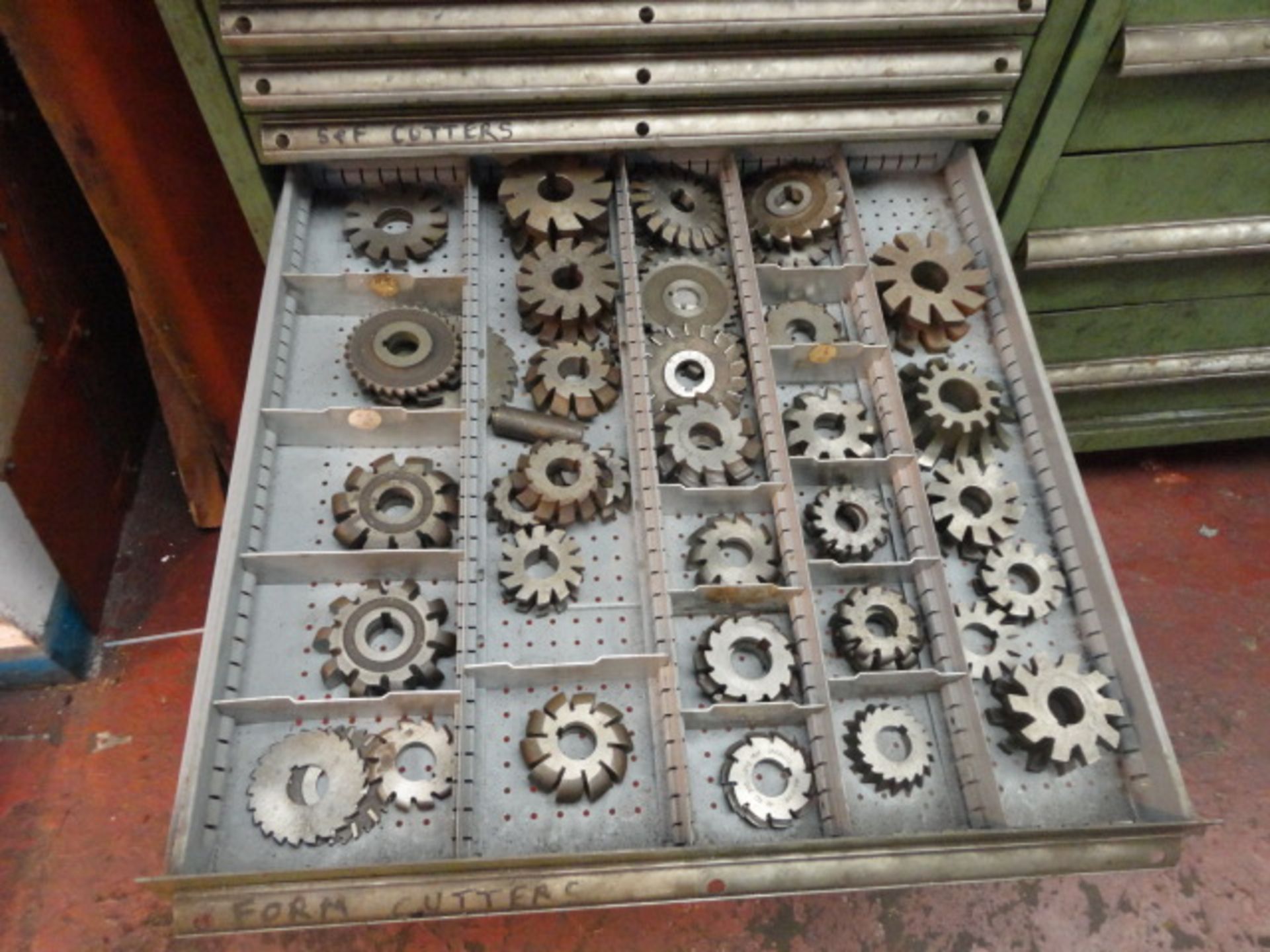 Multi-Compartment Workshop Cabinet, with contents including gear cutter and plugs gauges - Image 4 of 5