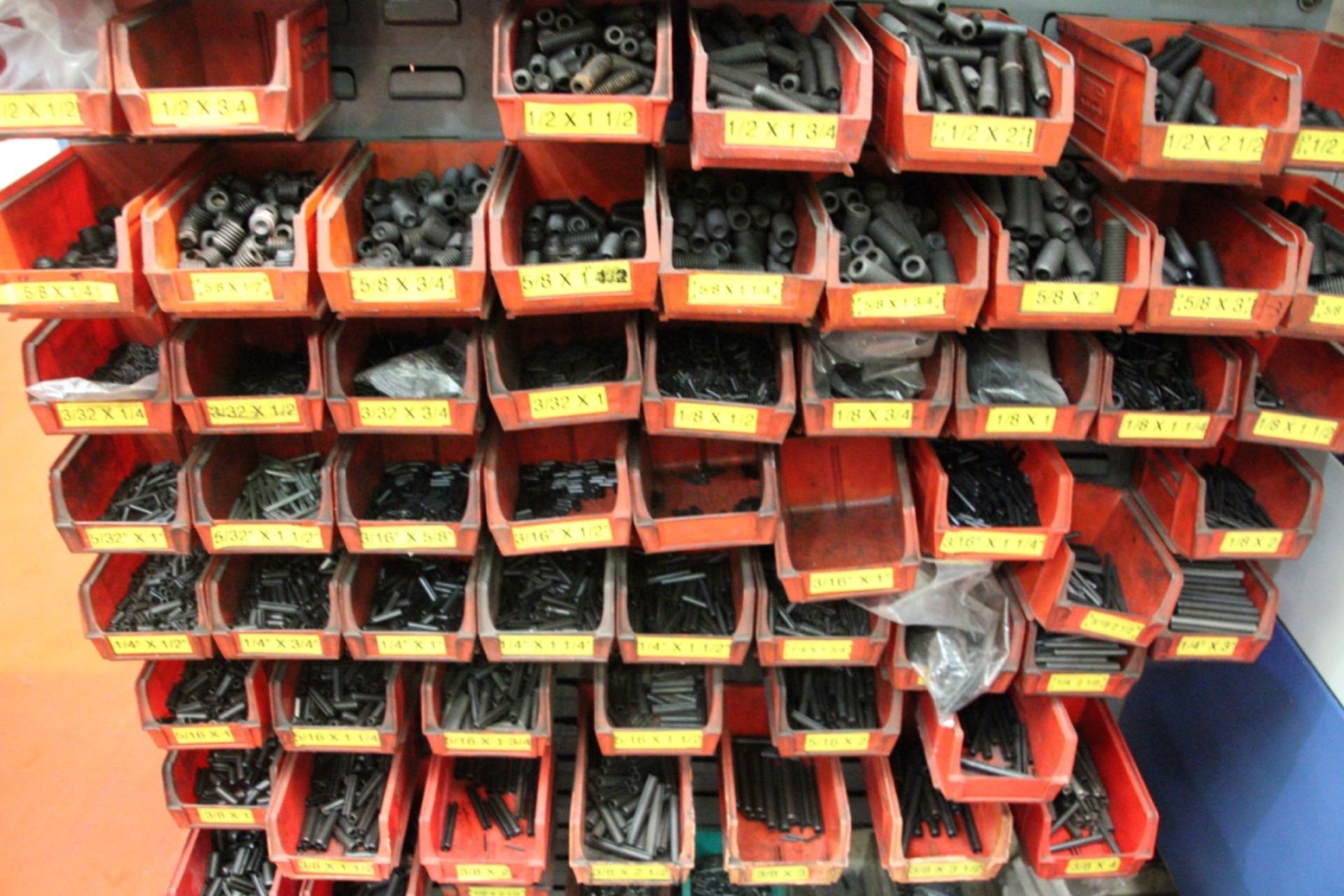 Mobile Double Sided Plastic Bin Rack, with plastic bins and contents including grub screws, cotters, - Image 6 of 25