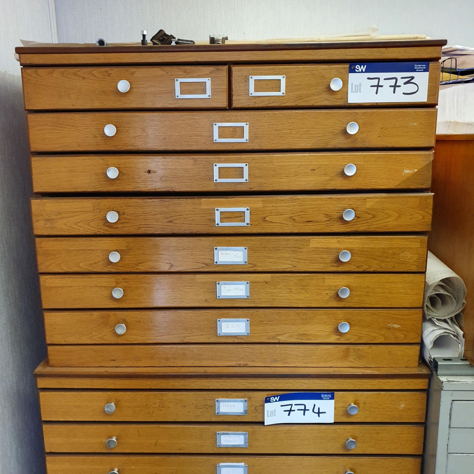 Multi-Compartment Plan Drawers (contents excluded) (reserve removal until contents cleared)