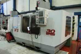 HAAS VF5 VERTICAL MACHINING CENTRE, serial no. 19863, year of manufacture 2000, with HAAS CNC