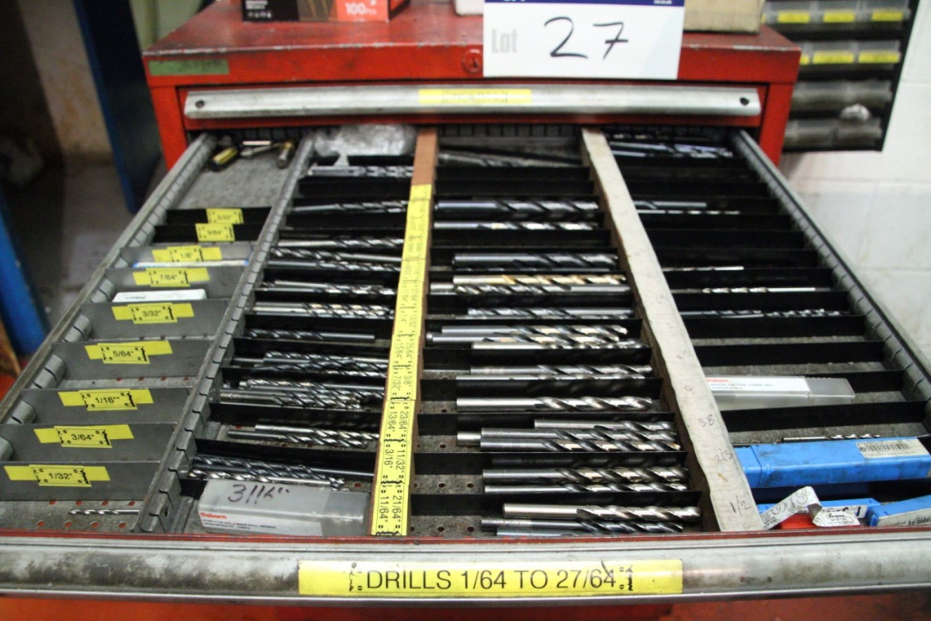 MULTI-DRAWER STEEL MOBILE CABINET, with contents including drills, inserts and machine tooling, with - Image 5 of 22