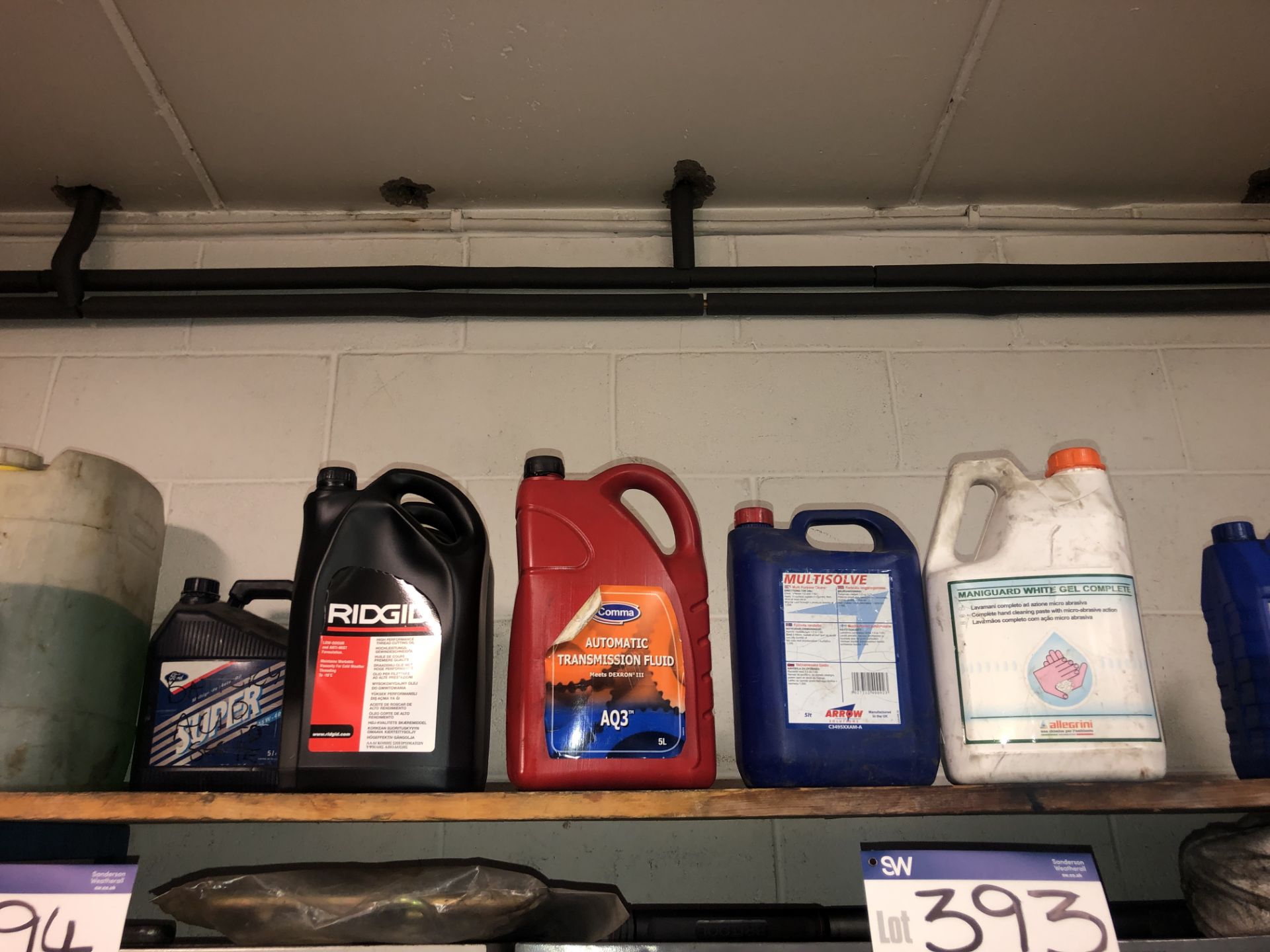 Quantity of Lubricants & Fluids, as set out on shelf above cabinet - Image 5 of 6