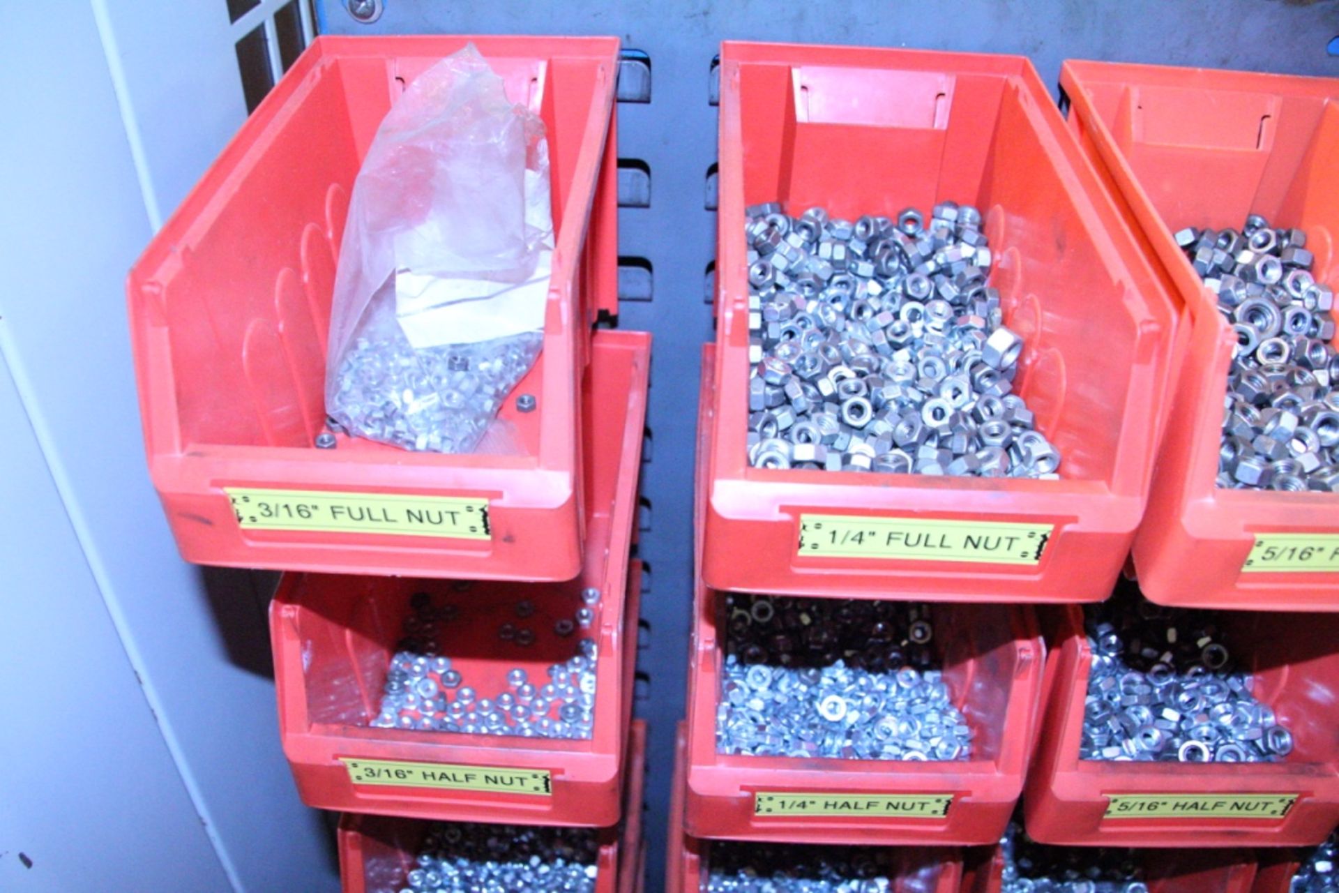 Mobile Double Sided Plastic Bin Rack, with plastic bins and contents including grub screws, cotters, - Image 17 of 25