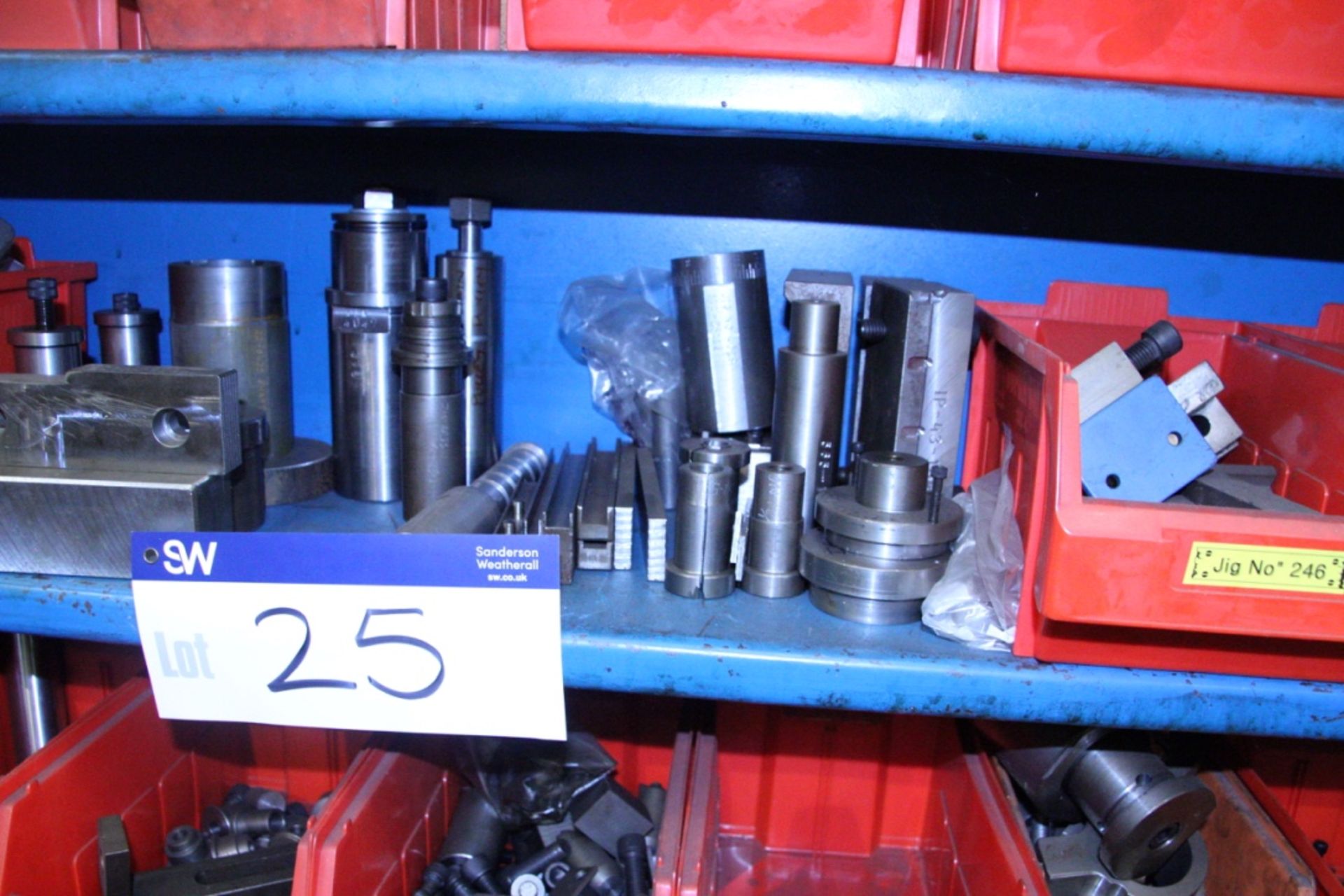 Multi-Tier Wall Rack, with contents of tooling and tooling set out on floor underneath - Image 11 of 16