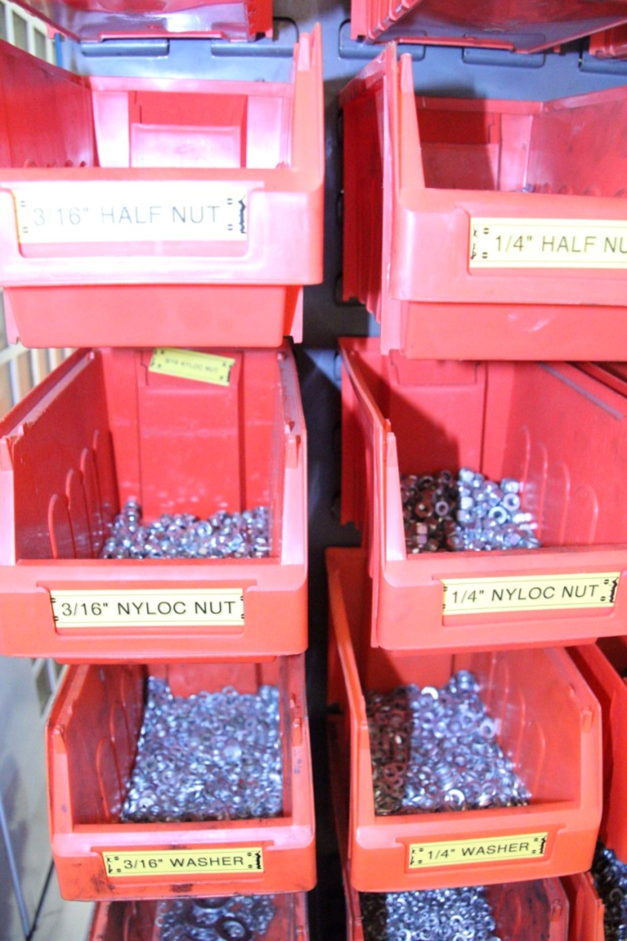 Mobile Double Sided Plastic Bin Rack, with plastic bins and contents including grub screws, cotters, - Image 16 of 25