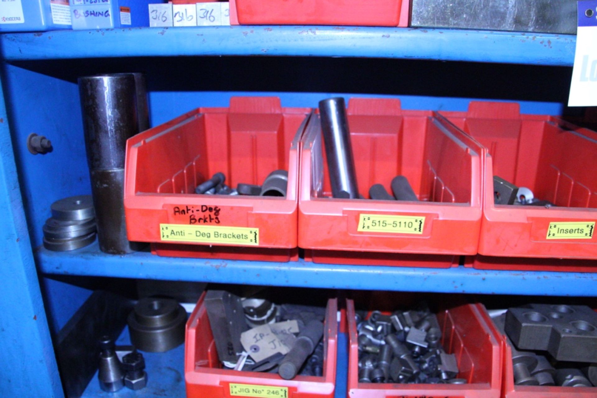 Multi-Tier Wall Rack, with contents of tooling and tooling set out on floor underneath - Image 6 of 16