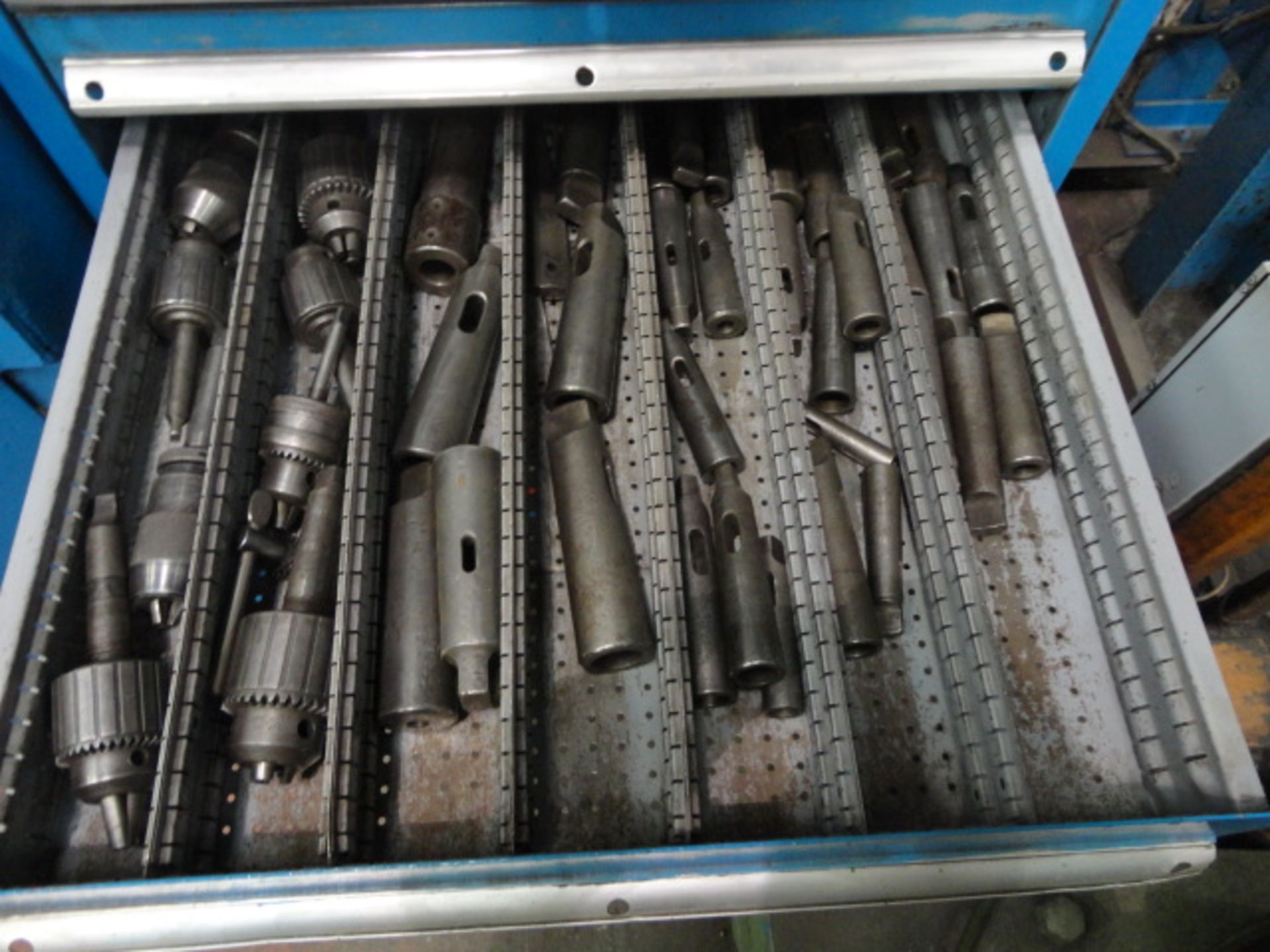 Multi-Compartment Workshop Storage Cabinet, with assorted cutters, drill bits and chucks - Image 4 of 5