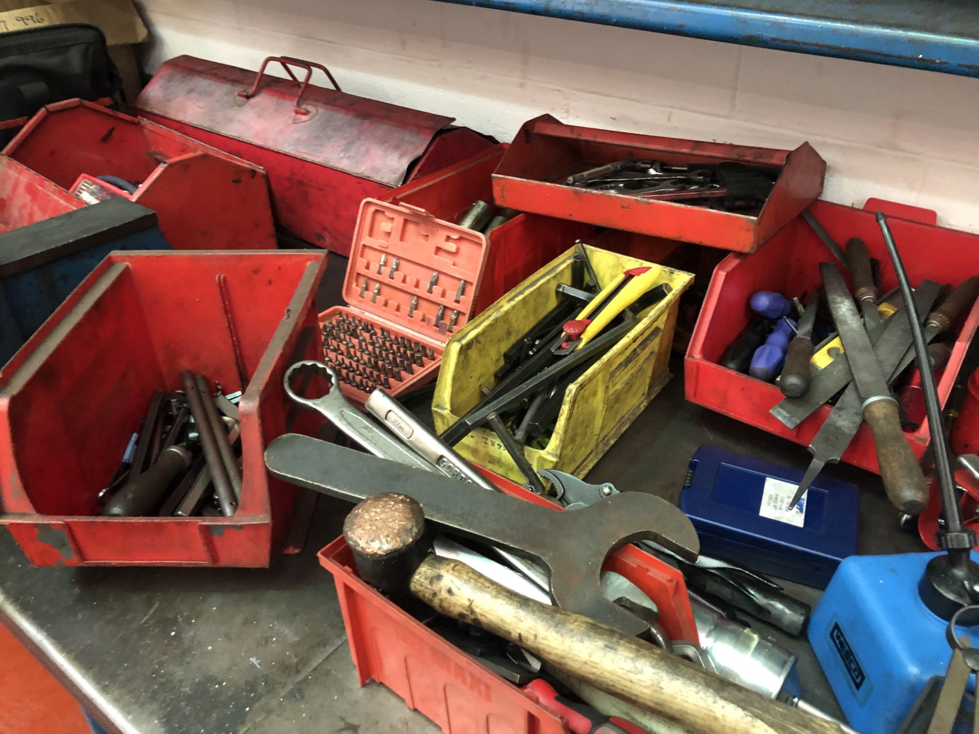 Toolboxes & Hand Tools, as set out, with assorted components on one bay of wall rack - Image 8 of 8