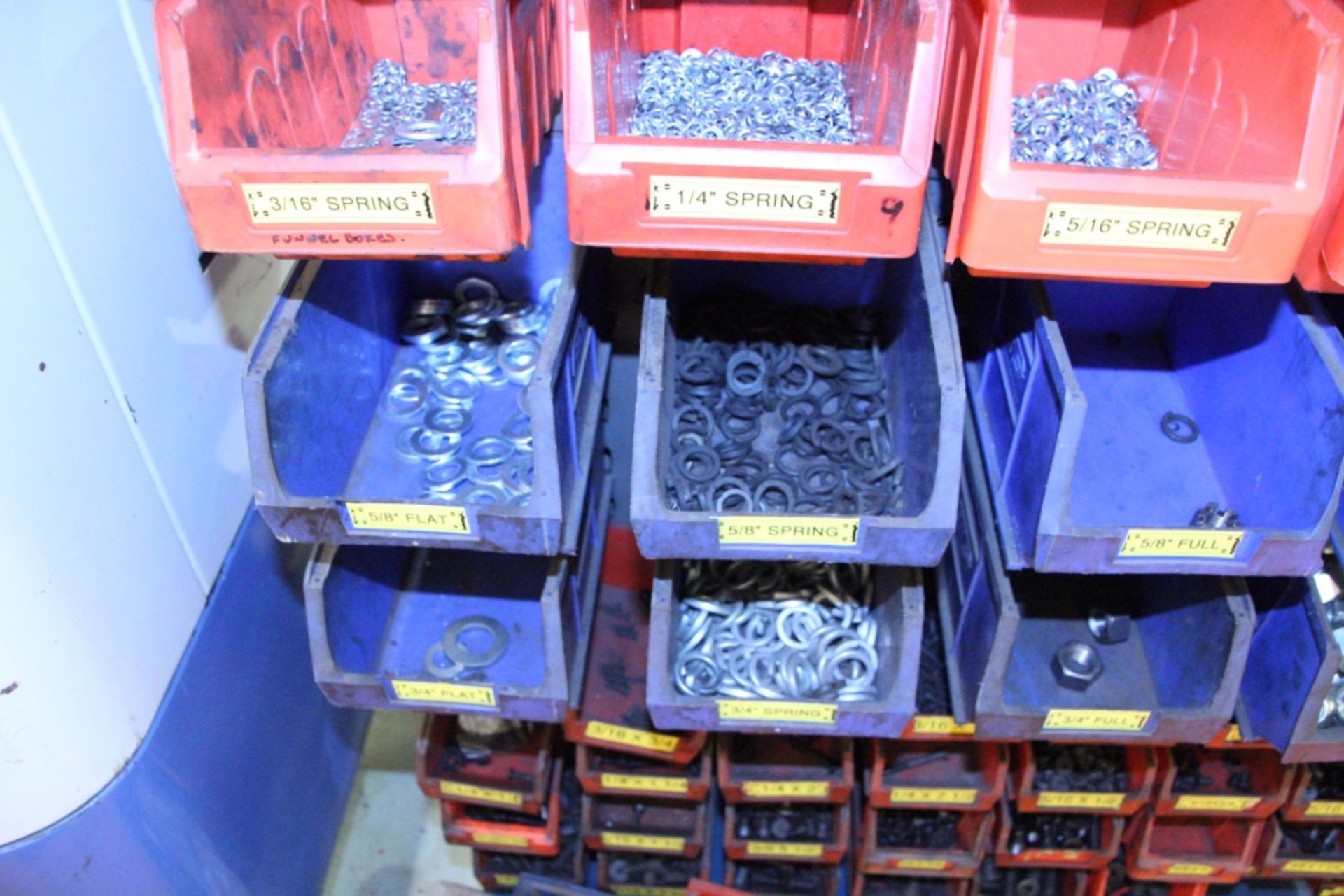 Mobile Double Sided Plastic Bin Rack, with plastic bins and contents including grub screws, cotters, - Image 12 of 25