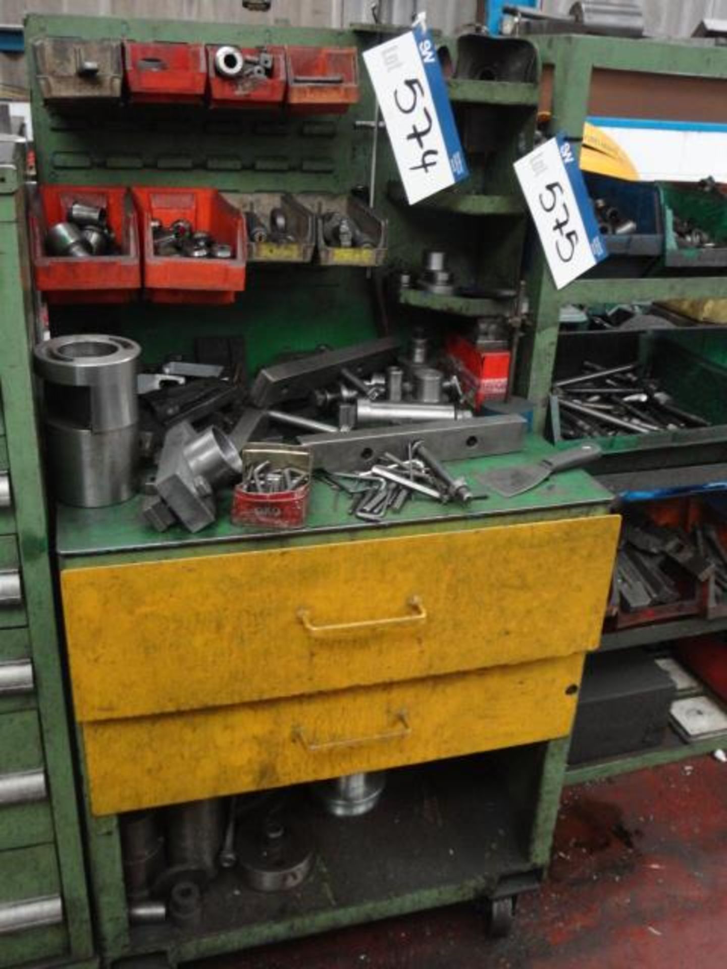 Multi-Compartment Workshop Cabinet, with contents including cutting tools, hand tools and trolley