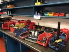 Toolboxes & Hand Tools, as set out, with assorted components on one bay of wall rack