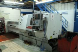 HAAS SL20CE CNC LATHE, serial no. 64486, year of manufacture 2001, with Servo Bar 300 bar feed unit,