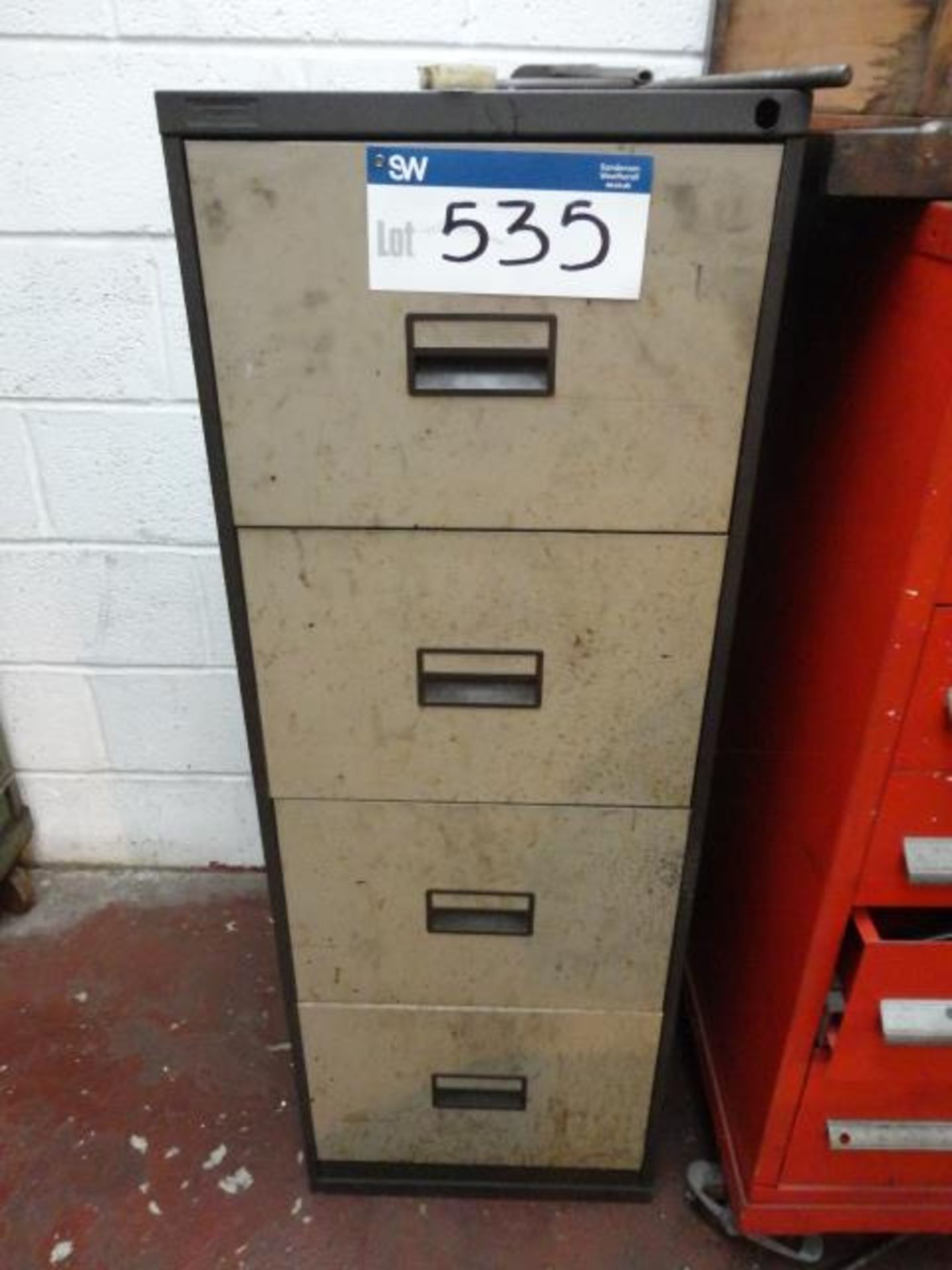 Four Drawer Steel Filing Cabinet, with assorted spares