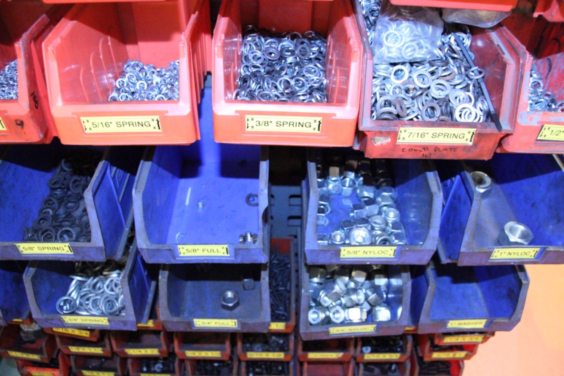 Mobile Double Sided Plastic Bin Rack, with plastic bins and contents including grub screws, cotters, - Image 13 of 25