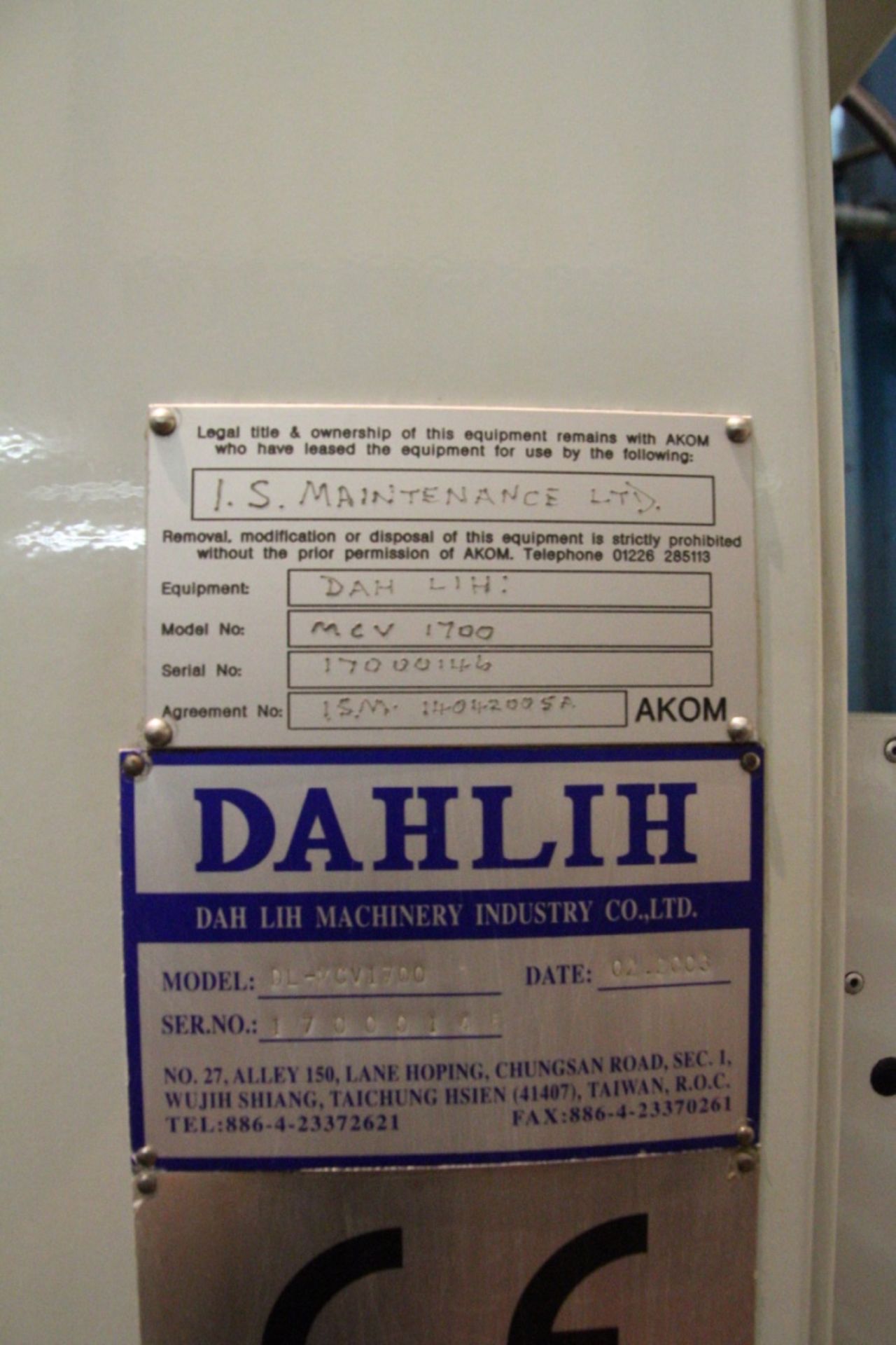 DahLih DL-MCV 1700 VERTICAL MACHINING CENTRE, serial no. 17000146, year of manufacture 2003, with 32 - Bild 12 aus 34