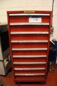 Multi-Drawer Mobile Steel Cabinet, with contents including plug gauges and machine tooling