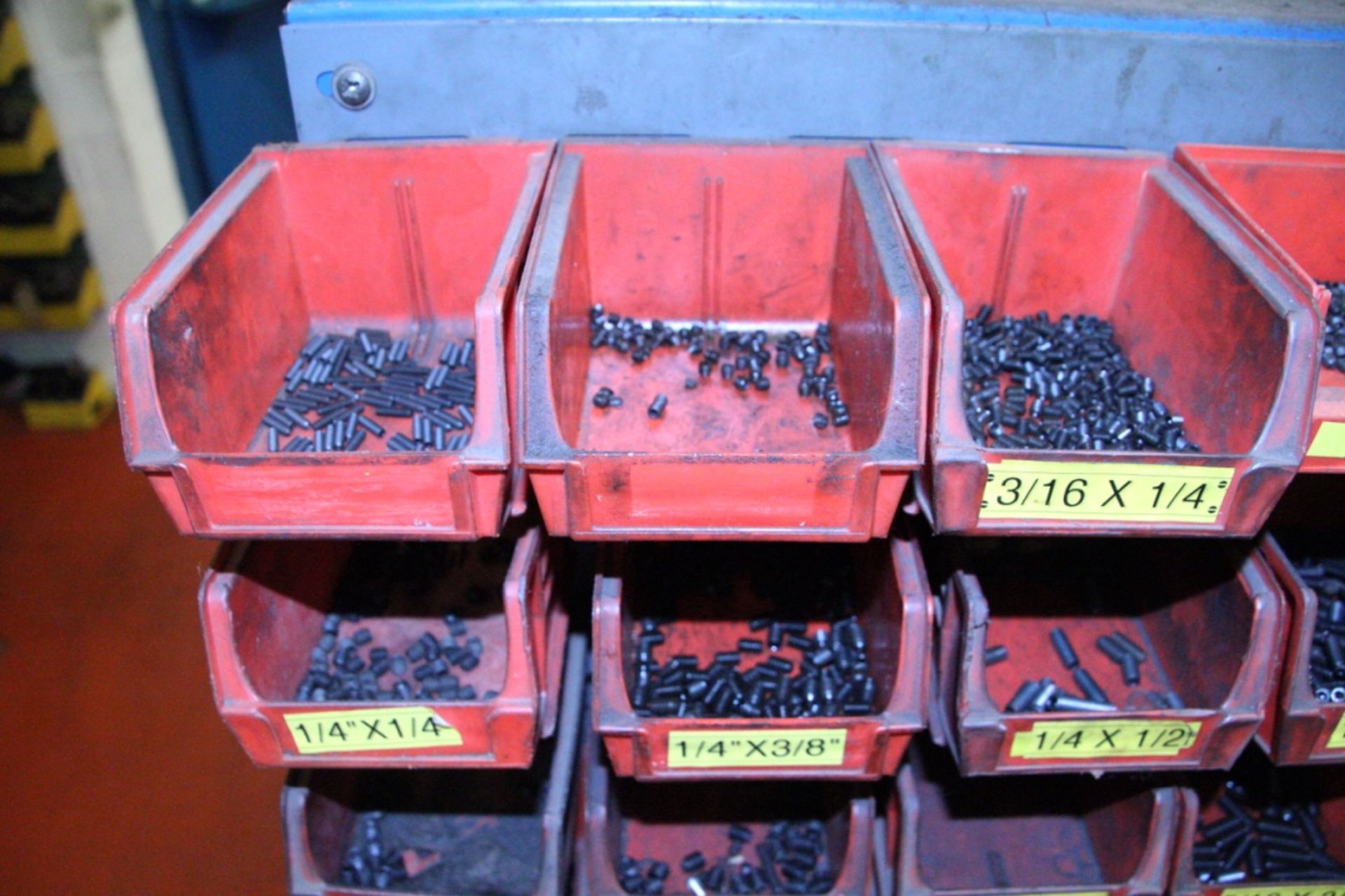 Mobile Double Sided Plastic Bin Rack, with plastic bins and contents including grub screws, cotters, - Image 19 of 25