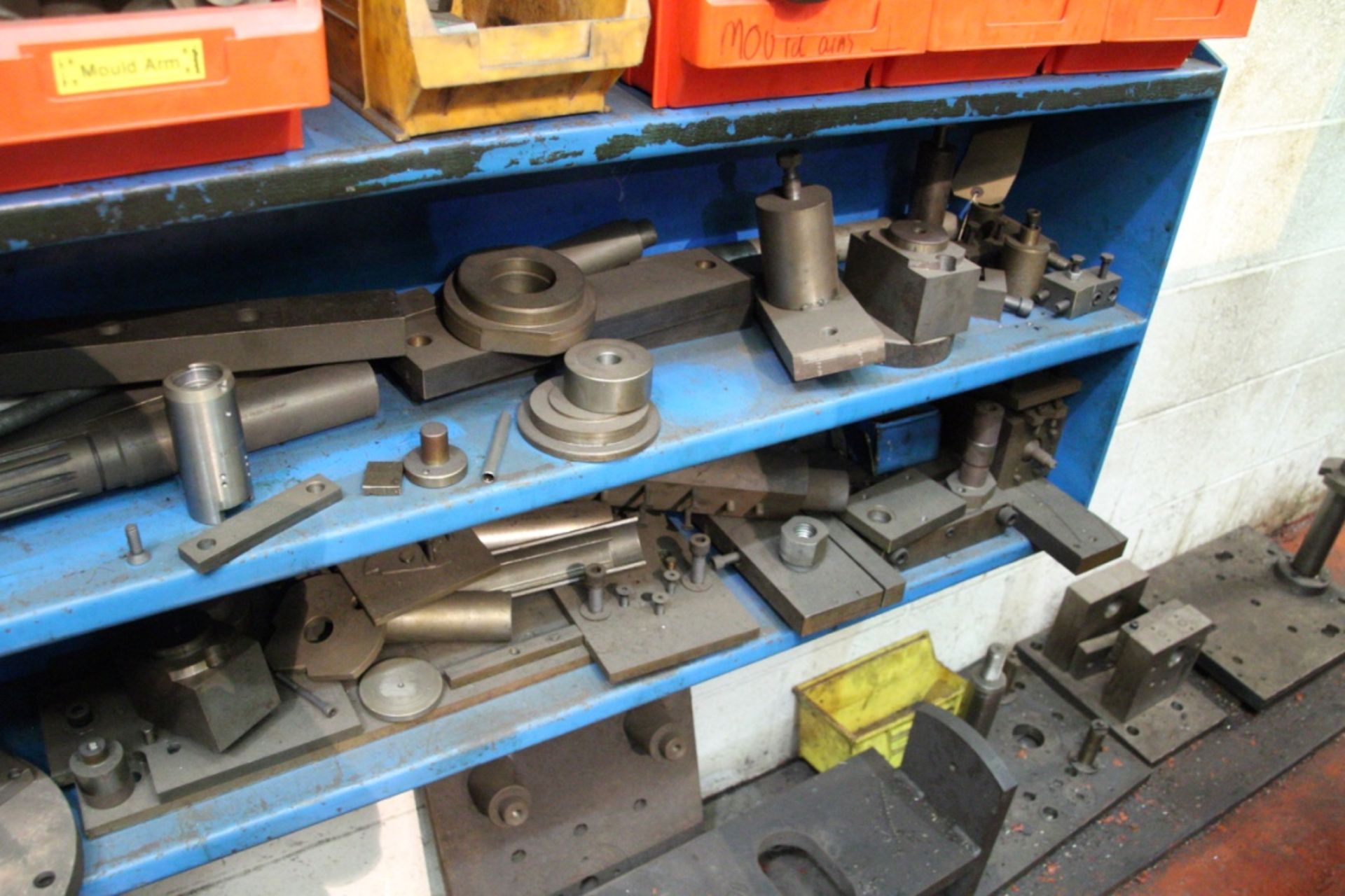 Multi-Tier Wall Rack, with contents of tooling and tooling set out on floor underneath - Image 5 of 16