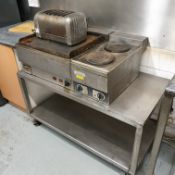 Lincat Twin Hob & Stove Cooker, with stainless steel two tier bench
