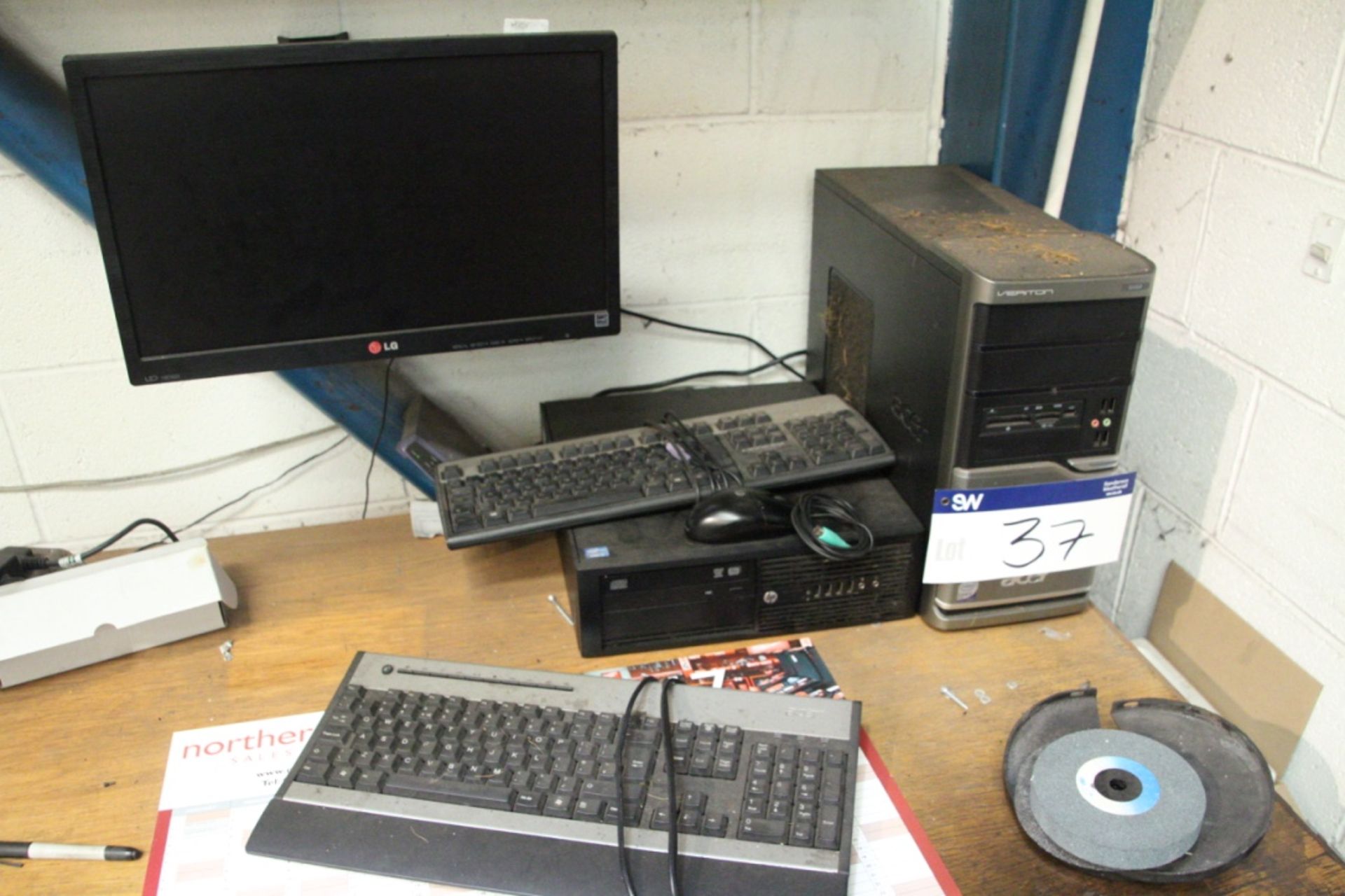 Acer Intel Core 2 Duo Veriton Personal Computer (hard disk removed), with HP personal computer (hard