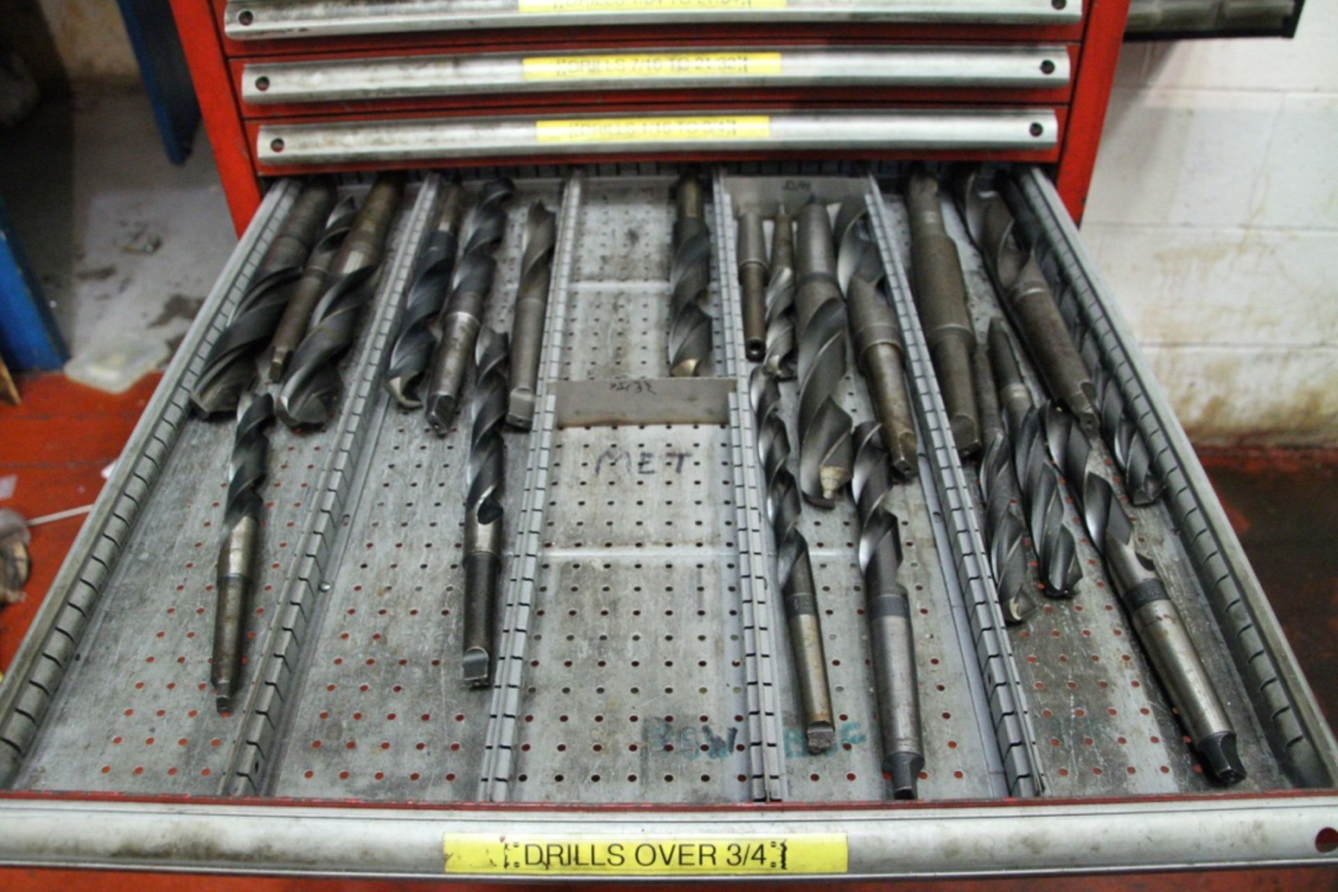 MULTI-DRAWER STEEL MOBILE CABINET, with contents including drills, inserts and machine tooling, with - Image 8 of 22