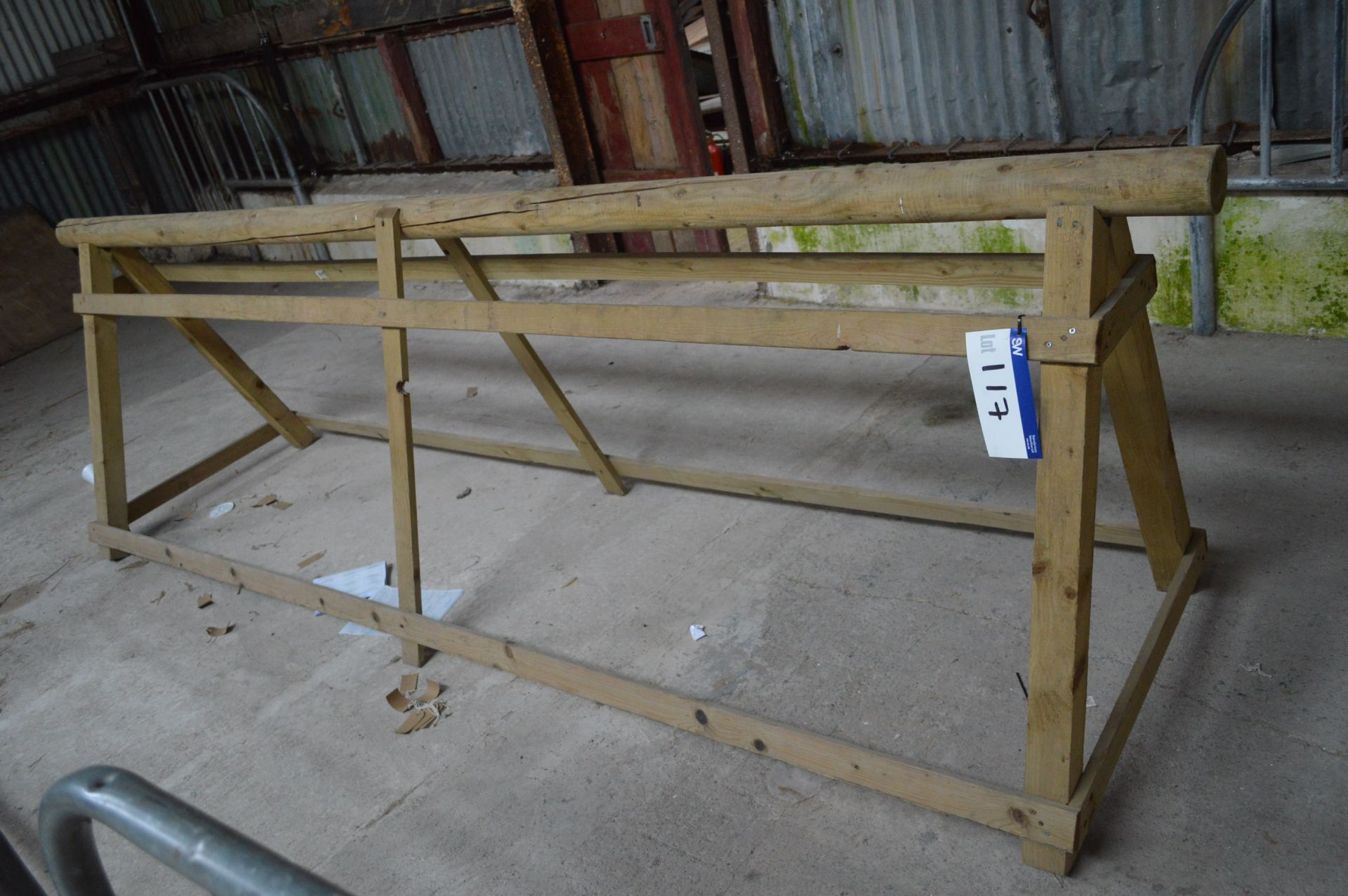 Wood Saddle Rack, approx. 3.6m long