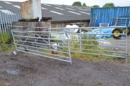 Three Galvanised Steel Gates, approx. 3.6m long