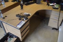 Curved Front Steel Cantilever Framed Desk, with desk pedestal, cabinet and leather effect swivel
