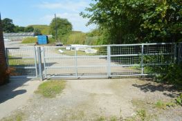 One Pair of Galvanised Steel Gates, each 2.6m wide, with pedestrian gate, approx. 1.2m wide (posts