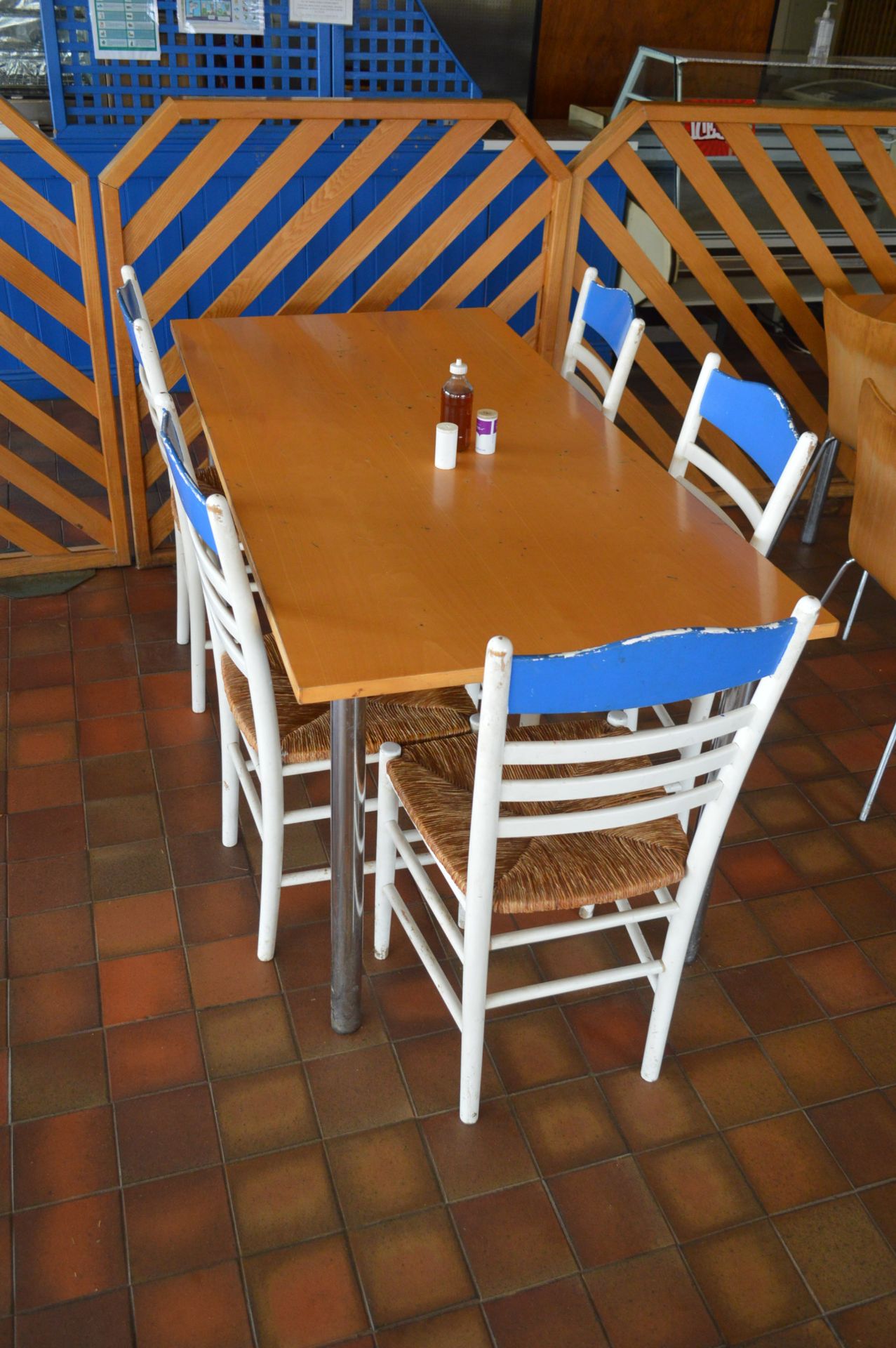 Three Steel Framed Canteen Tables, with 15 assorted stand chairs - Image 3 of 4