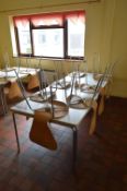 Steel Framed Canteen Table, with seven steel framed stand chairs