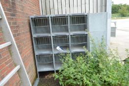 Four x Nine Compartment Galvanised Steel Poultry Cages, approx. 1.5m x 500mm x 1.6m
