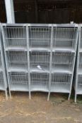 Two x Nine Compartment Galvanised Steel Poultry Cages, approx. 1.5m x 500mm x 1.6m