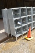 Two x Nine Compartment Galvanised Steel Poultry Cages, approx. 1.5m x 500mm x 1.6m