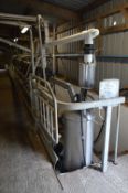 17 UNIT MILKING PARLOUR, complete with piping, valves, gates and rails, two vacuum pumps, Loheat