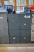 Three x Four Drawer Steel Filing Cabinet