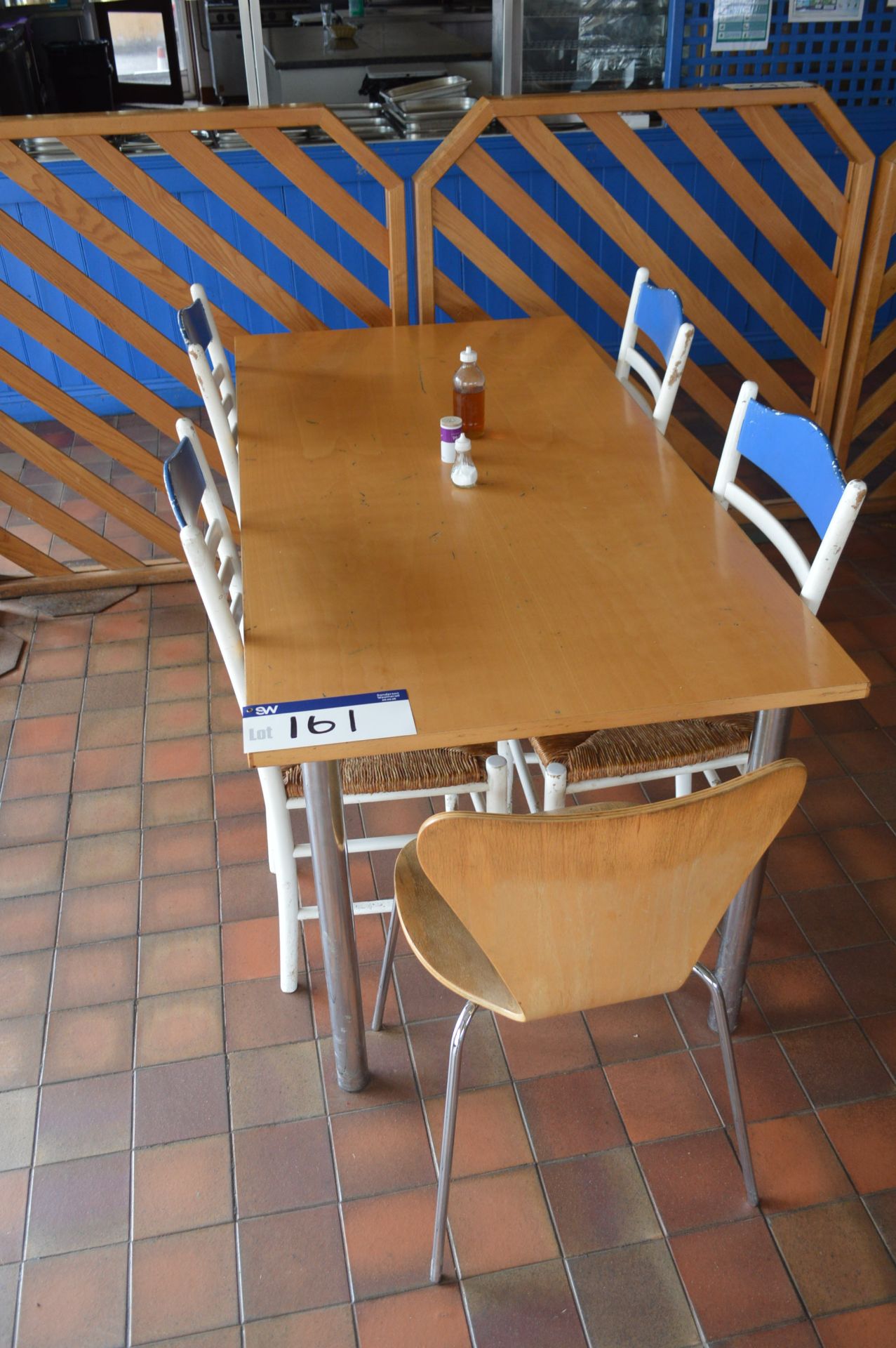 Three Steel Framed Canteen Tables, with 15 assorted stand chairs - Image 2 of 4