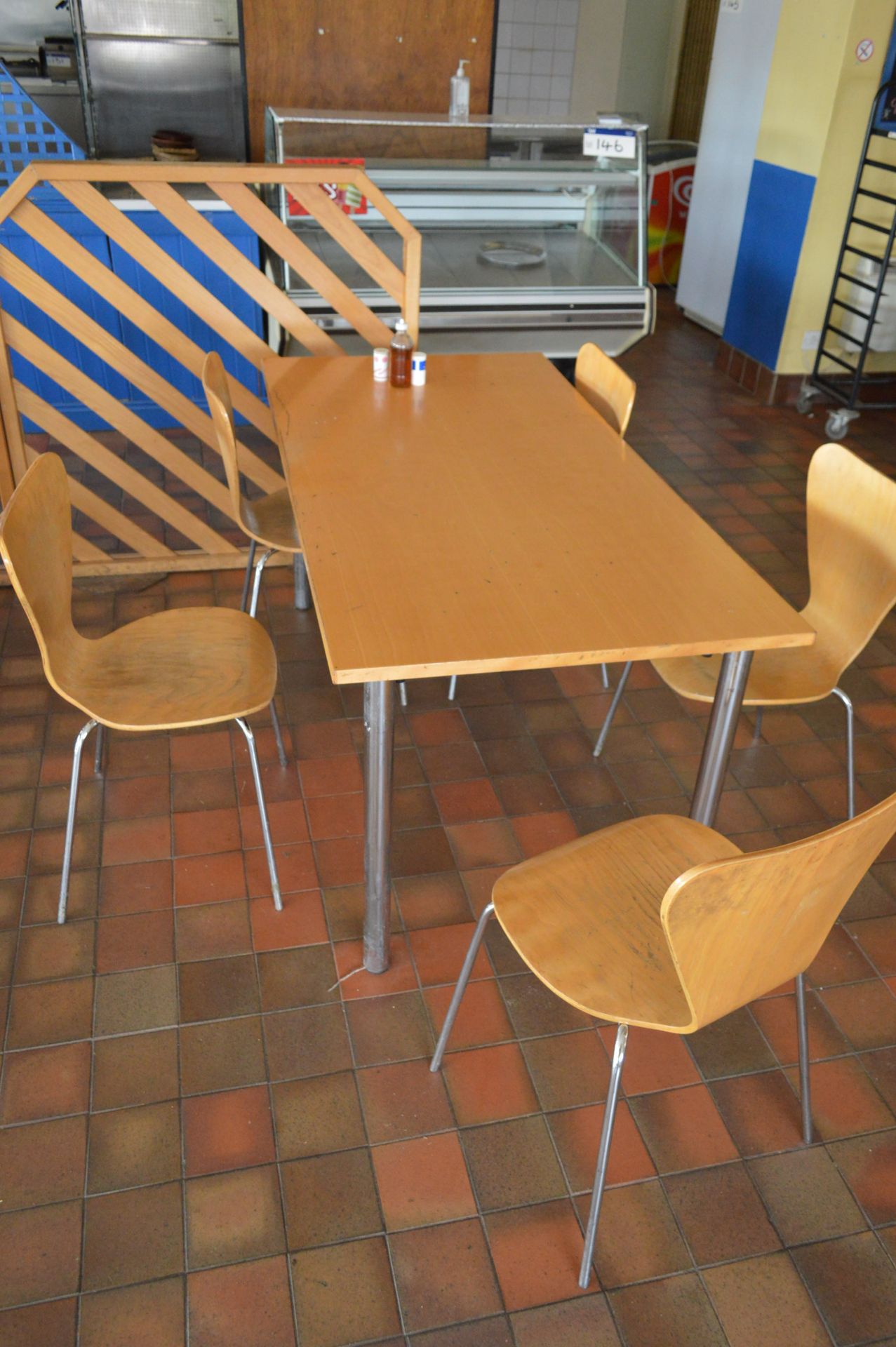 Three Steel Framed Canteen Tables, with 15 assorted stand chairs - Image 4 of 4