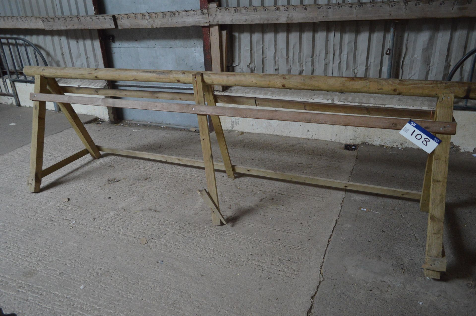 Wood Saddle Rack, approx. 3.6m long