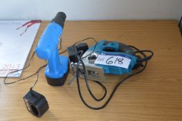 Portable Electric Jigsaw, 240V, and portable electric battery drill